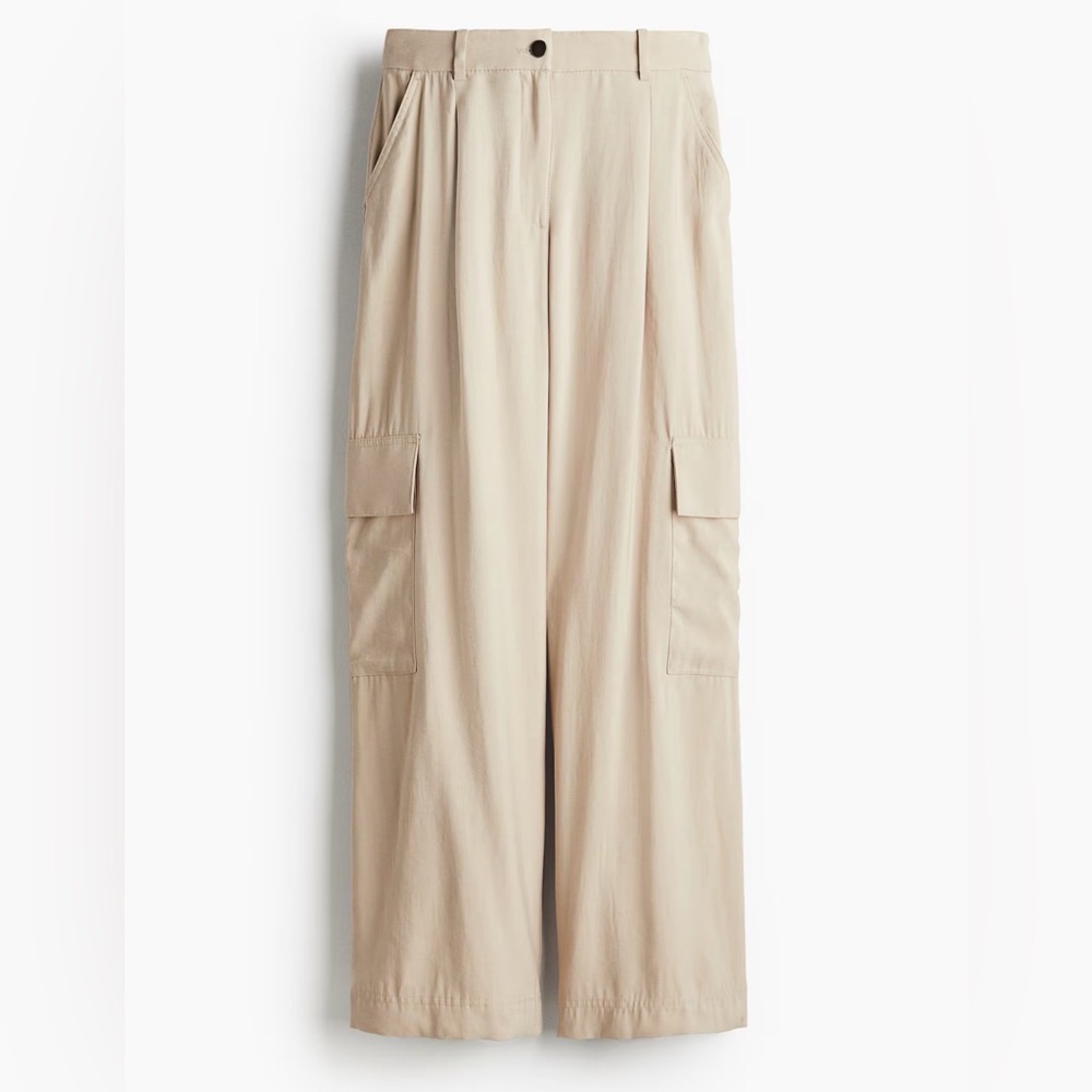 H&M Wide Leg Cargo Pants in Beige